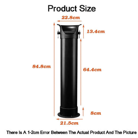 White Matte Knock Box For Espresso Machines Vertical Coffee Grounds Dump Bin Solid Barista Game measuring dimensions with black design.