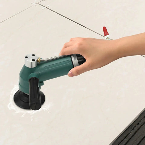 Heavy Duty Pneumatic Angle Grinder With Variable Speed And Tank Build For Stainless Steel Polishing And Granite Shaping No Fuss Hookup One Quarter Inch Air Inlet Daily Driver Shop Workhorse Tool in use on smooth surface.
