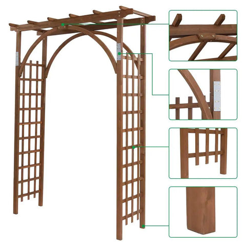 7Foot Wooden Garden Arbor Arch For Outdoor Trellis And Pergola, Perfect For Climbing Roses And Vines, Wedding Ceremony Decor