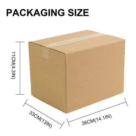 Packaging size of No Strings Attached Cordless Rivet Gun Set with dimensions 33x36x11 cm in cardboard box.