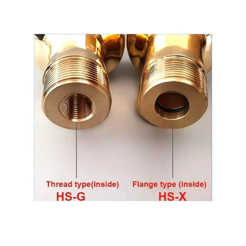 Built Tough Brass Rotary Swivel Fitting Two Way Thread For Hydraulic Water And Air Lines Double Head Design One And A Half Inch Left Hand Thread High Temperature Up To One Hundred Twenty Celsius HS X Compatible, HS-G and HS-X ends