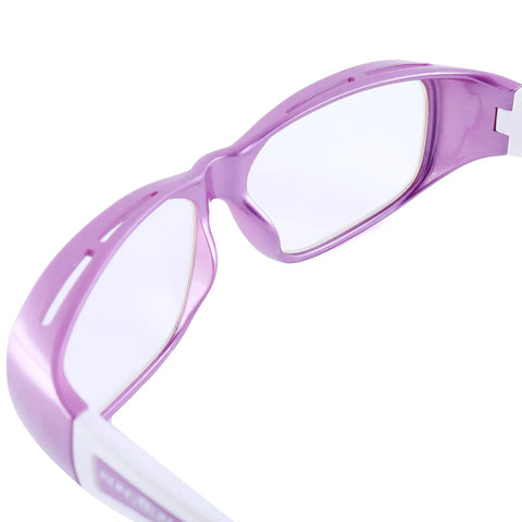 Back view of Purple 0.75mm Pb Lead X Ray Safety Glasses With Anti Reflective Fog Free Lenses, Nylon Frame, Comfortable Strap