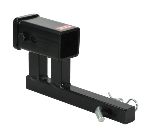 1-1/4 To 2 Inch Hitch Adapter With 4-1/4 Inch Rise Or Drop, 3500 Lbs GTW, Includes Pin And Clip, Converts Receiver Size For Bike Racks Or Cargo Carriers.