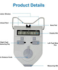 Digital Pupilometer With LCD Display And Memory PD Meter For Eyewear Fitting Pupillary Distance Tool Precision Optical Instrument 45 To 82mm Great For Eye Pros And Shops Quick Readouts Memory Recalls Last Five PD Measurements Easy Onehanded. front view with labeled display, keys, and forehead rest