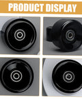 Quad Skate Wheels With Bearings Replacement Set High Elastic PU Outdoor Skating Wheels, close-up angle views, black color