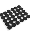 Self Adhesive Rubber Furniture Pads 30 Pack 1 Inch Black Floor Protectors, textured black pads on white sheet.