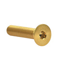 Badass Gr5 Titanium Countersunk Head Bolts M6 X 30 Millimeter Gold Anodized Finish Hex Socket Screws from side view