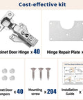 No Nonsense Soft Close Cabinet Hinges For Half Inch Overlay Kitchen Cupboards With 105 Degree Face Frame Concealment featuring 40 soft close hinges and installation guide.
