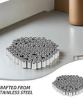 100Pcs Hydraulic Hose Fitting Ferrules Stainless Steel High Pressure Crimp Sleeves Pipe Couplings on a table