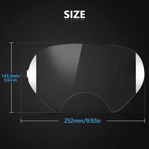 30 Pack Peel Off Lens Covers For 6885 6000 6700 6800 6900 Series Full Face Respirator Faceshield Protectors dimensions shown