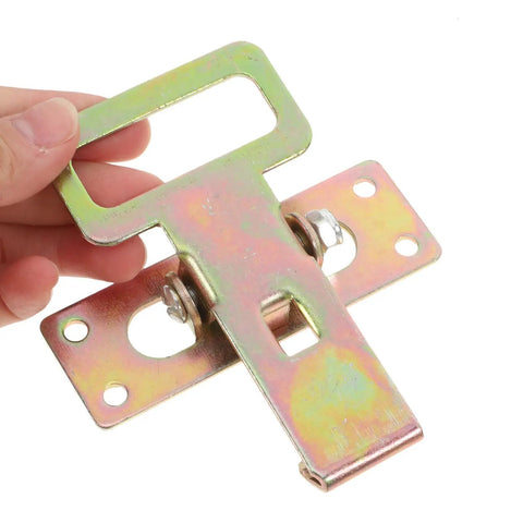 Person holding Heavy Duty Sofa Connector Buckles For A Rock Solid Couch Setup, Interlocking Iron Linkage with hand visible