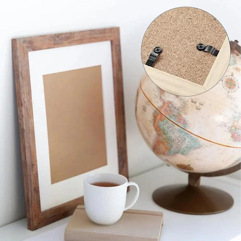 100Pcs Picture Frame Turn Buttons, black metal bow-shaped clips with screws, 0.91 in for hanging photos (back view).