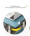 Close-up view of Height Adjustable Rolling Laptop Desk With Smooth Caster Wheels showing rounded corner for safety and sleek design.