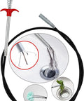 Ultra Slim 79 Inch Drain Snake Tool With Flexible Grabber Claw shown clearing hair and debris from drain
