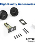 Keyed Alike Deadbolt Set for Exterior Front Doors, Single Cylinder Entry Lock With Same Key, 3 Pack Includes 9 Keys, hardware pieces.