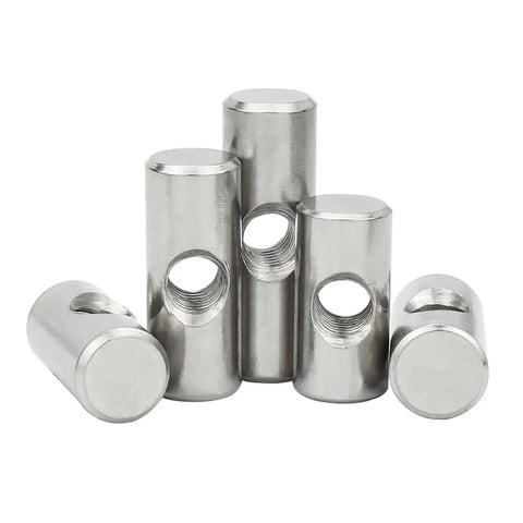 Assorted Furniture Barrel Nuts And Slotted Cross Dowels Kit Must Have With Silver Thumb Screws 5 Pcs for Secure Bolt Connections