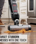 Corded Hard Floor Cleaner Machine Delivering No Sweat Washing And Vacuum In One Move with rotating brush on tiled floor.