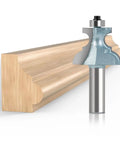 Premium 1 2 Inch Edge Moulding Router Bit For Wood Carving With Steel Blade Cutter beside a decorative wood profile.