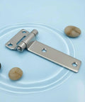 Stainless Steel Door Hinge For Outdoor Use And Boats Beefy Heavy Duty Trailer And Barn Gate Hinge polished on blue surface
