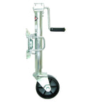 Sidewind Trailer Jack With Single Wheel Bolt On Side Mount Heavy Duty 1000 Lb Capacity 10 Inch Lift 6 Inch Caster Wheel Swivel Pin
