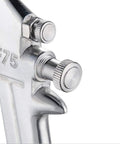 Close-up of Pro Grade Aluminum Airbrush Sprayer With 400ML Hopper And Corrosion Resistant Steel Needle for precise control.