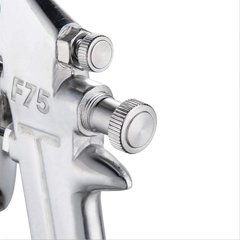Close-up of Pro Grade Aluminum Airbrush Sprayer With 400ML Hopper And Corrosion Resistant Steel Needle for precise control.