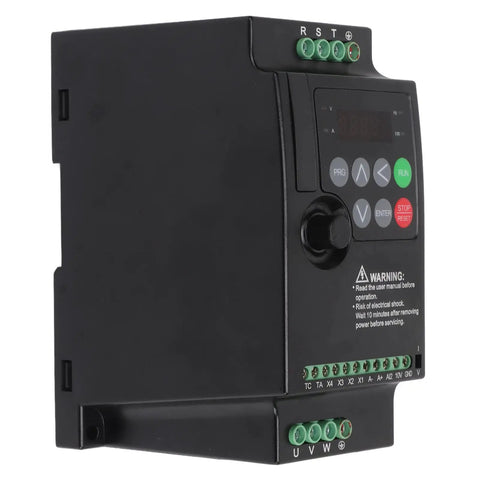 Three Phase VFD Inverter For 2.2KW Motors Built For Industrial Use 380 400V Input 380V Output Speed Controller For Heavy Duty Equipment Copper Aluminum Housing Durable Variable Frequency Drive, front view