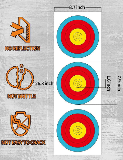 Vertical 3 Spot Archery Targets Pack For Recurve Bows 30 Paper Face Targets Pro Grade Durable Wood Free Paper Print World Cup Style