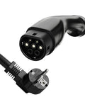 Close-up of Level 2 EV Charger With 16 Amp 110 240V Capability, J1772 Connector, and NEMA 6 20 Plug