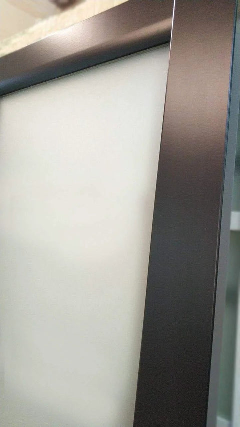 Close-up of Sturdy Sliding Double Barn Door With Frosted Glass In Matte Black Finish Planum 2102
