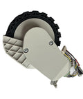 IYZPCTMC traveling wheel assembly for Xiaomi Omni vacuum; angled front view, beige housing, black tire, wiring harness.