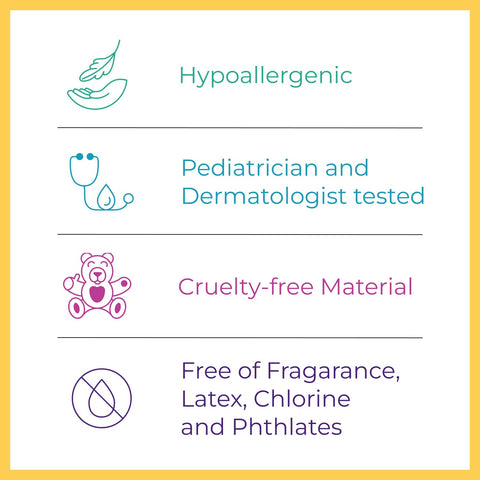 Hypoallergenic, pediatrician tested, cruelty-free diagram for Overnight Diaper Booster Pads Stops Nighttime Leaks For Extra Absorbency Size