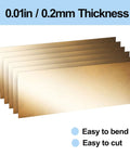Brass Shim Stock Sheets 0.010 Inch Thick, 10 By 4 Inch Brass Plate Sheets, 6 Piece Pack For Gaskets, Washers, Spacers, And Machining Projects, Polished Finish, Easy To Cut And Bend For DIY Metalwork.