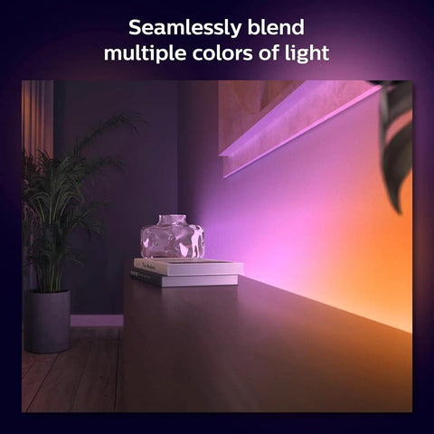 Indoor 3-Foot Smart LED Light Strip Extension With Flowing Multicolor Effects under shelf in room