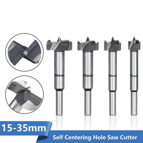 Heavy Duty 20Mm Self Centering Hole Saw Drill Bit for wood drilling, shown with additional sizes 15mm, 25mm, and 30mm.