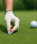 Golfer placing Ukiyoe Wave Golf Ball Marker with Magnetic Hat Clip Made From Zinc Alloy Durable Accessory For Golfers on green