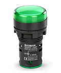 22mm LED Industrial Indicator Light 110V AC Pilot Signal Lamp for Control Circuits, green panel mount with screw terminal front view