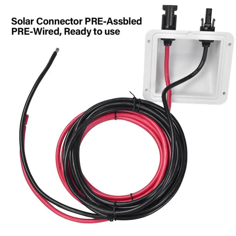 Weatherproof Solar Cable Entry Gland With ABS Shell IP68 UV Resistant Dual Cable Entry Housing 10AWG Wire 10ft Length