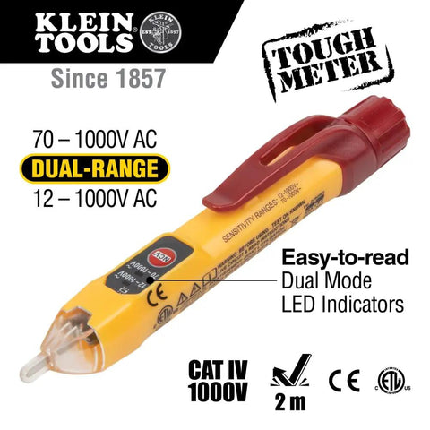 Non Contact Voltage Tester With Outlet Tester Dual Range 12 To 48V AC And 48 To 1000V AC Detects Live Cables And Wiring Bright Green LED Indicator