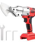 Milwaukee M18 18V Battery Cordless Metal Shear Cutter With 295 Feet Pounds Torque Power, red handheld tool with precision blades.