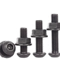 Black 304 Stainless Steel M6 Round Head Hex Socket Bolts With Flange Nuts Kit 30 Sets Per Size M6x30 side view