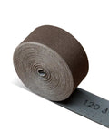 Pro Grade Emery Cloth Sandpaper Roll 120 Grit 1.5 In X 10 Yards Aluminum Oxide Abrasive in rolled form, ideal for metal and woodworking.