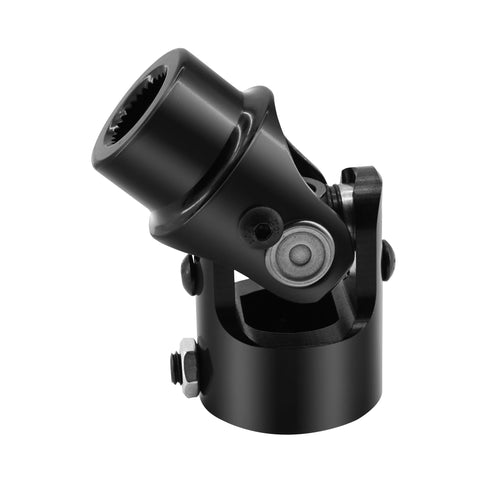 1 Inch Double D To Three Quarter Inch 30 Spline Steering Shaft Universal Joint Coupling, Black Finish, Side View