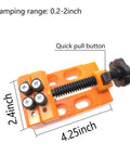 Legit Tight Grip Mini Table Vise With Quick Release ABS Plastic Jaws compact clamp showing size and quick pull button.