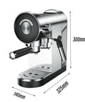 Straight Up Premium 20 Bar Semi Automatic Espresso Machine With Heavy Duty Stainless Steel Milk Frother And Spacious 900ml Water Tank, side view.