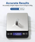 Pro Grade Digital Kitchen Scale 0.01g Resolution 500g Capacity With Backlit LCD Display showing 50g weight