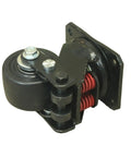 Heavy Duty 3 Inch Silent Damping Universal Caster Wheels Featuring Spring Shock Absorption And Polyurethane Tread For Warehouse Gates close-up view showing spring mechanism and heavy-duty design.