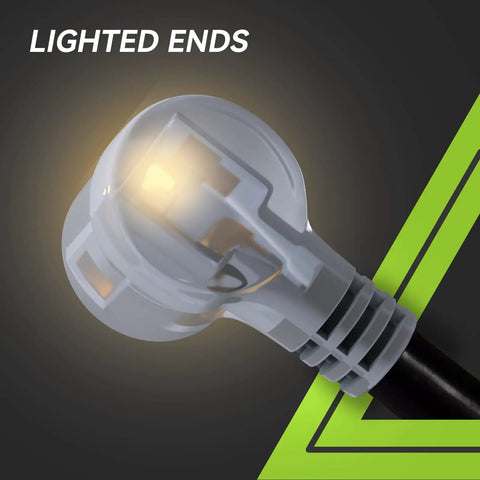 Close-up of LED end of Beefy 25 Ft Welder Extension Cord 250V 8 AWG NEMA 6-50 STW With LED Indicator Oil And Abrasion Resistant Jacket