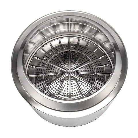 Top view of Yukon 27 Inch Stainless Steel Fire Pit With Stand For Four People Outdoor Camping Bonfire Gear Cookware Ready Secondary Burn System