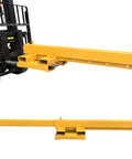 Heavy Duty Bidirectional Telescoping Forklift Jib Boom 5 Ton Crane Attachment overview showing hooks and fork base.
